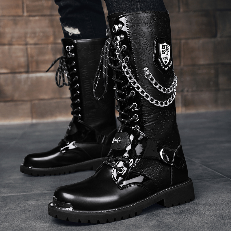 Motorcycle Chain - Stivali alti casual da uomo taglie